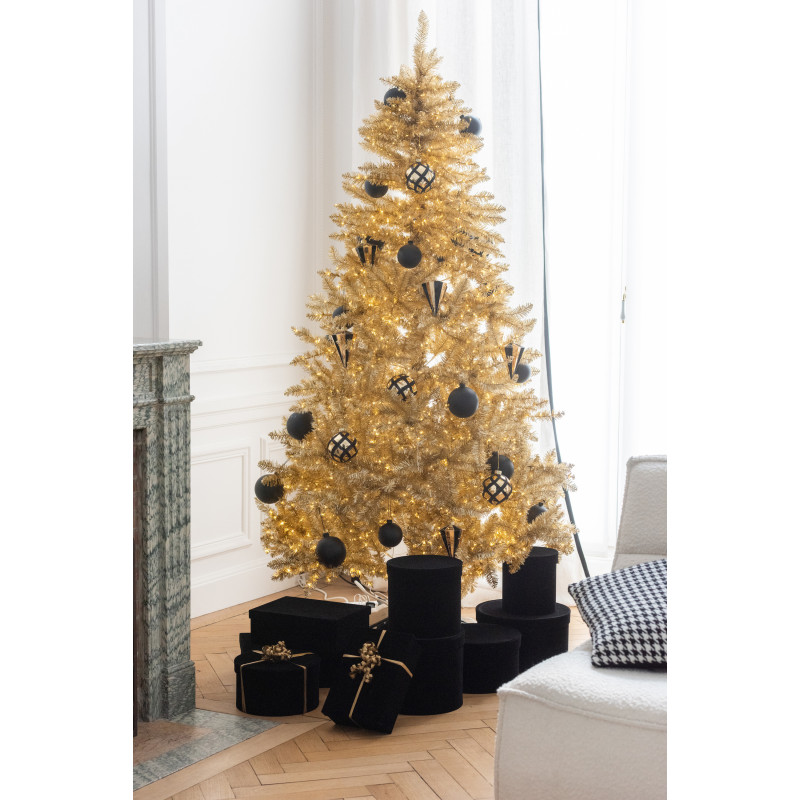 Grand Sapin de Noël artificiel Hauteur 210 cm en Plastique Doré Feorio - 2
