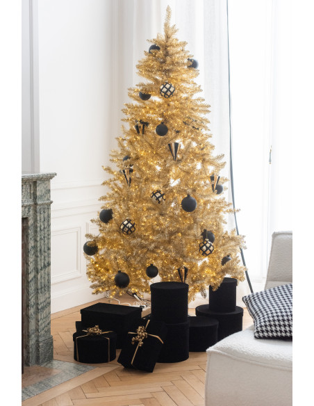 Grand Sapin de Noël artificiel Hauteur 210 cm en Plastique Doré Feorio - 2