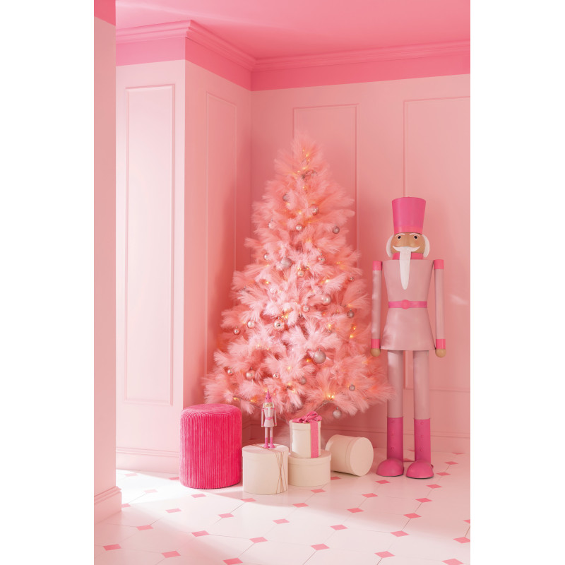Grand Sapin de Noël artificiel Hauteur 210 cm en Plastique Rose Feorio - 2