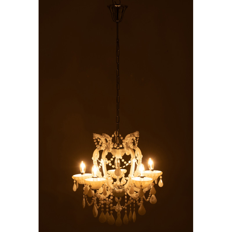 Grande Suspension originale chic Diamètre 53 cm en Verre Blanc Chandoria - 4