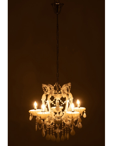 Grande Suspension originale chic Diamètre 53 cm en Verre Blanc Chandoria - 4