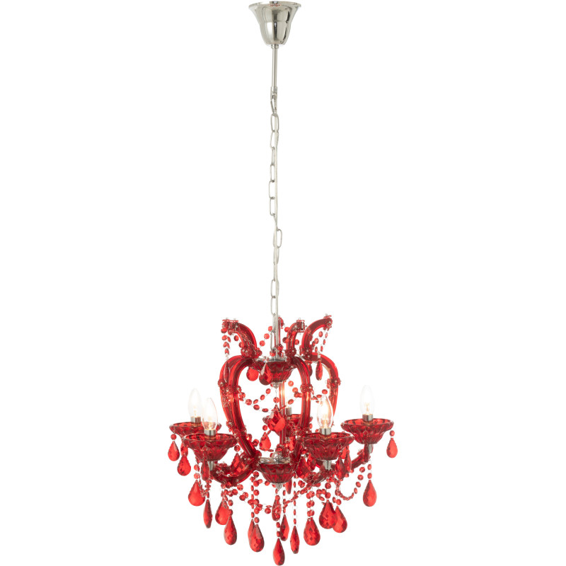 Grande Suspension originale chic Diamètre 53 cm en Verre Rouge Chandoria - 3