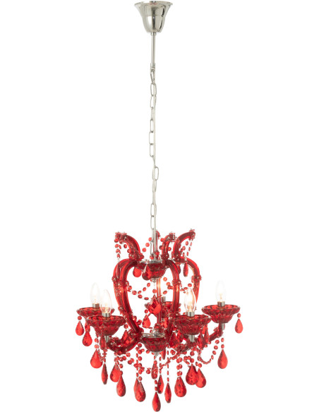 Grande Suspension originale chic Diamètre 53 cm en Verre Rouge Chandoria - 3