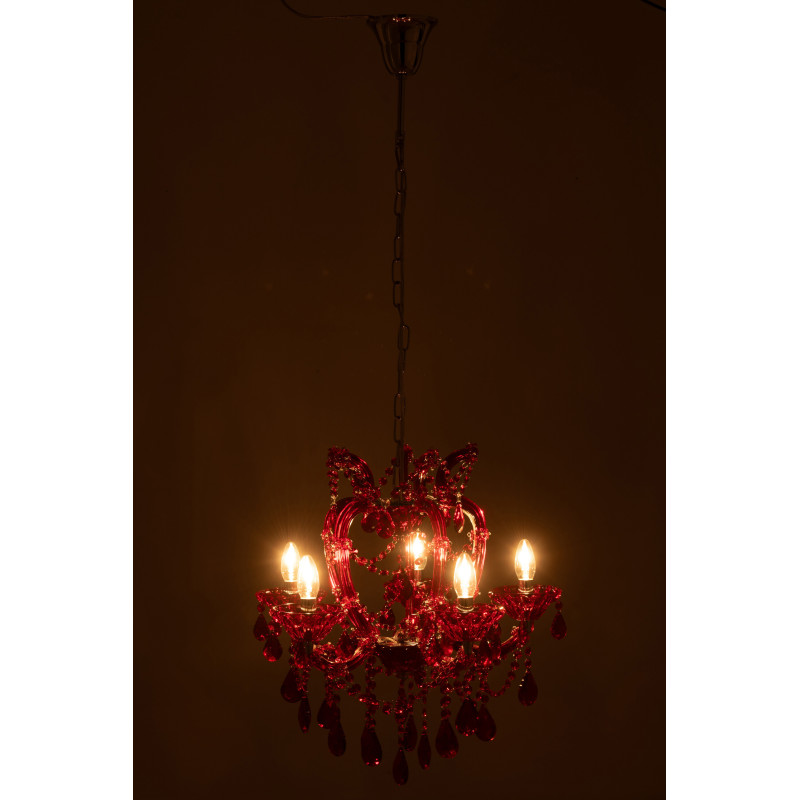 Grande Suspension originale chic Diamètre 53 cm en Verre Rouge Chandoria - 4