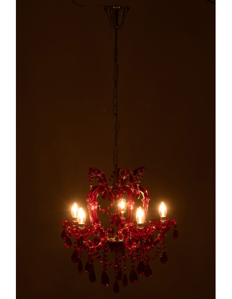 Grande Suspension originale chic Diamètre 53 cm en Verre Rouge Chandoria - 4