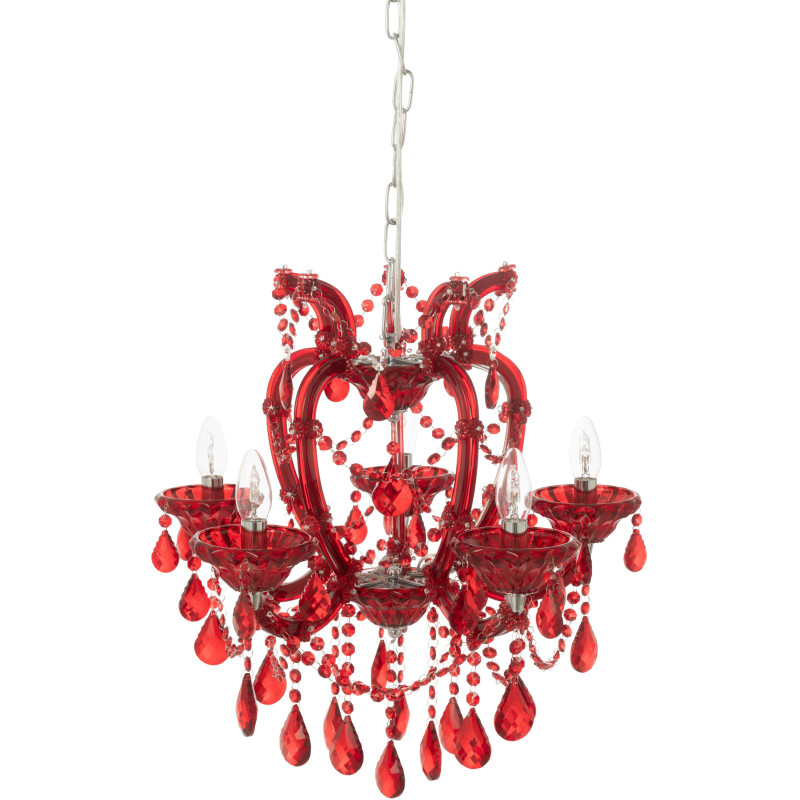 Grande Suspension originale chic Diamètre 53 cm en Verre Rouge Chandoria - 5
