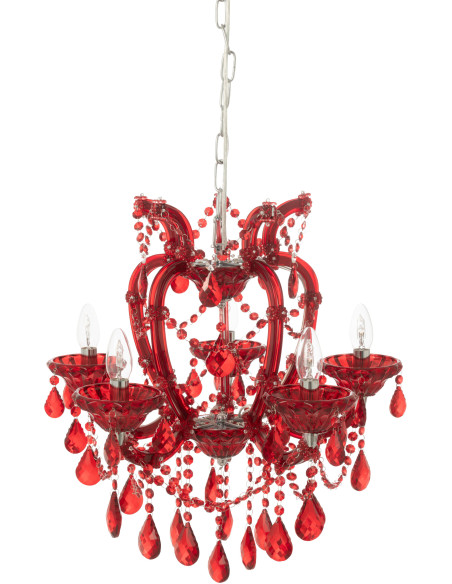 Grande Suspension originale chic Diamètre 53 cm en Verre Rouge Chandoria - 5