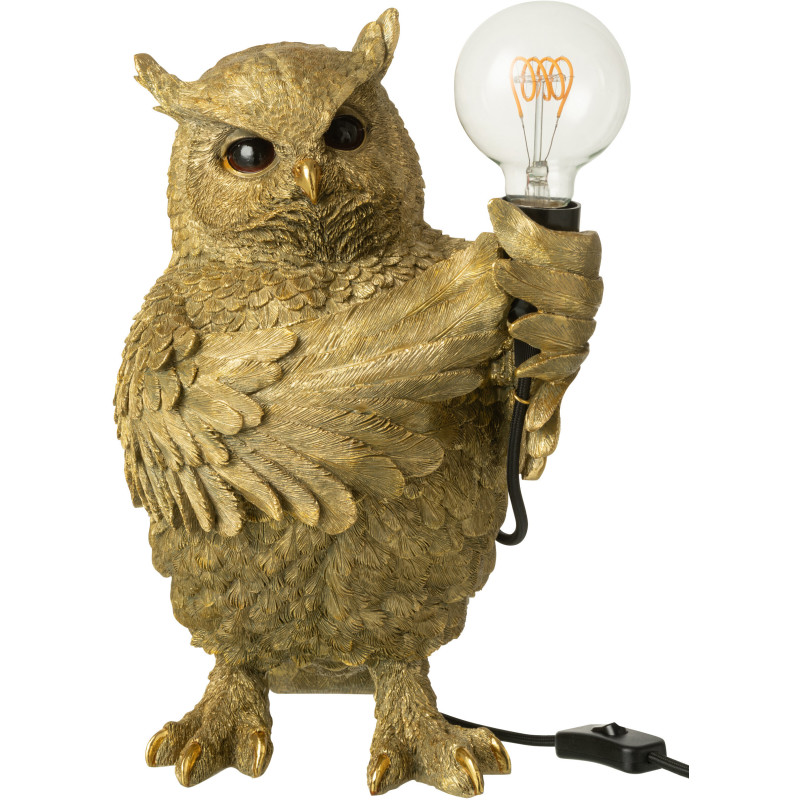 Lampe à poser originale Hibou Hauteur 37 cm en Résine Doré Owloria - 1