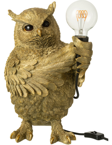 Lampe à poser originale Hibou Hauteur 37 cm en Résine Doré Owloria - 1