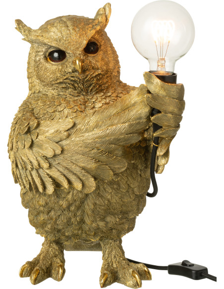 Lampe à poser originale Hibou Hauteur 37 cm en Résine Doré Owloria - 3