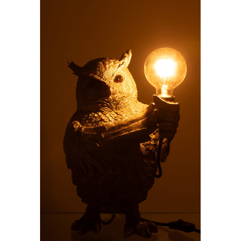 Lampe à poser originale Hibou Hauteur 37 cm en Résine Doré Owloria - 4