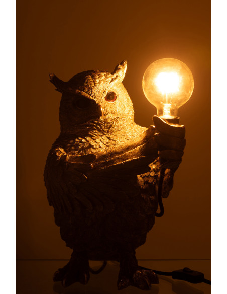 Lampe à poser originale Hibou Hauteur 37 cm en Résine Doré Owloria - 4