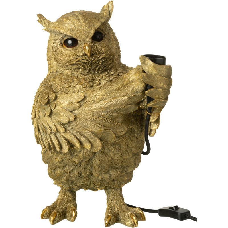 Lampe à poser originale Hibou Hauteur 37 cm en Résine Doré Owloria - 5