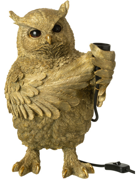 Lampe à poser originale Hibou Hauteur 37 cm en Résine Doré Owloria - 5
