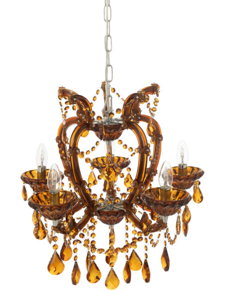 Grande Suspension originale chic Diamètre 53 cm en Verre Ambré Chandoria - 5