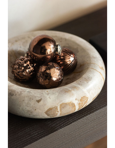 Vide-poches déco moderne chic Rond Diamètre 12 cm en Marbre Beige Calysso