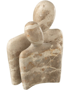 Statuette déco moderne chic Couple câlin Hauteur 26 cm en Marbre Beige Calysso - 1