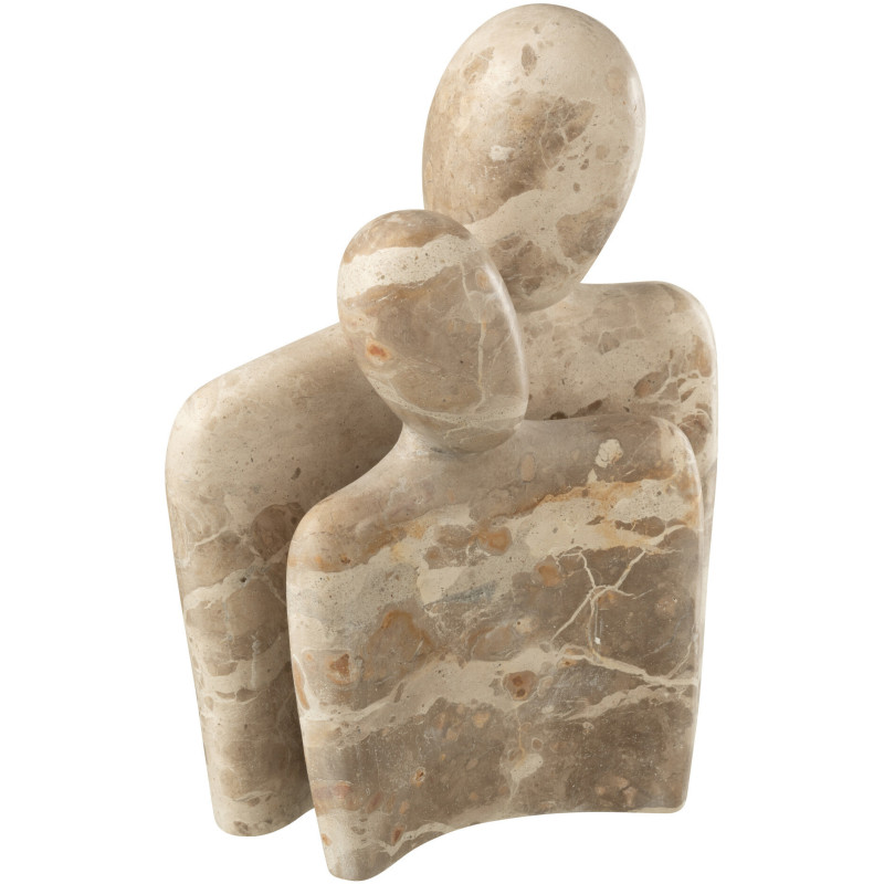 Statuette déco moderne chic Couple câlin Hauteur 26 cm en Marbre Beige Calysso - 1
