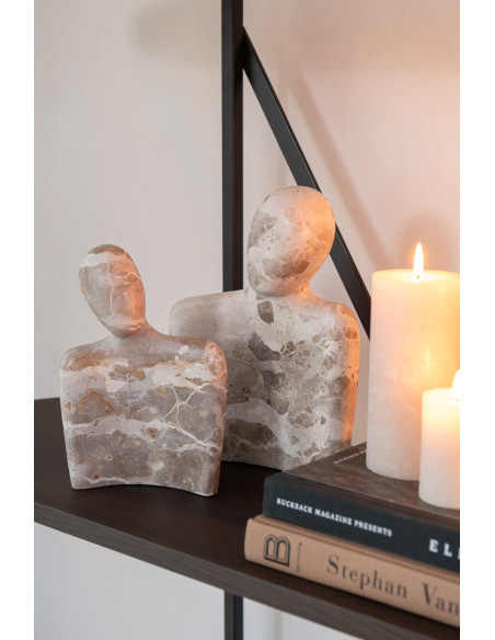 Statuette déco moderne chic Couple câlin Hauteur 26 cm en Marbre Beige Calysso - 2