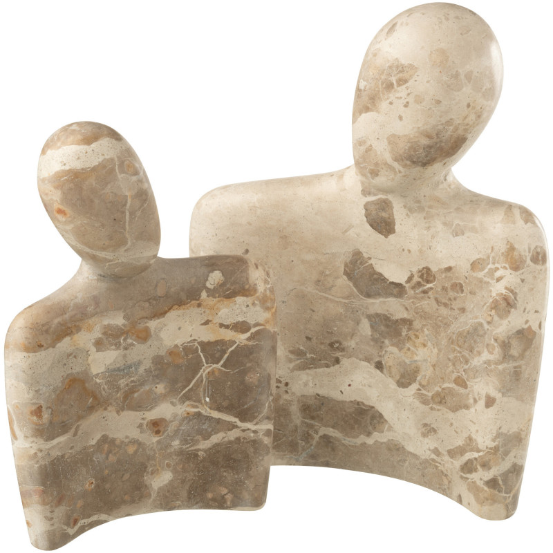 Statuette déco moderne chic Couple câlin Hauteur 26 cm en Marbre Beige Calysso - 3
