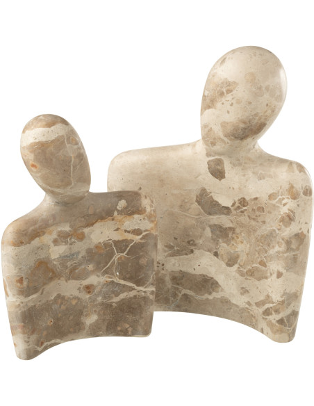 Statuette déco moderne chic Couple câlin Hauteur 26 cm en Marbre Beige Calysso - 3