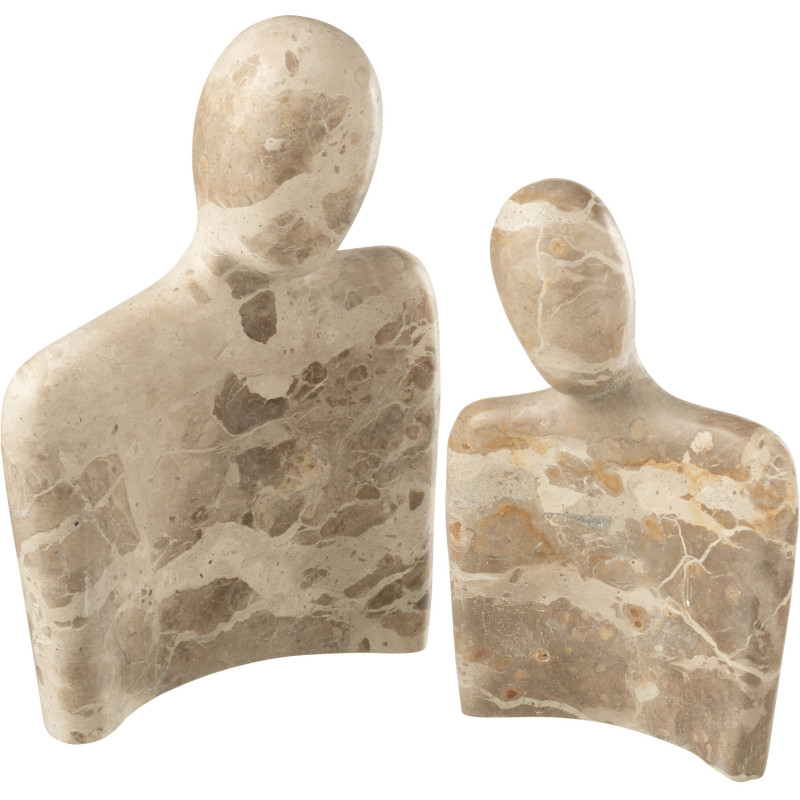 Statuette déco moderne chic Couple câlin Hauteur 26 cm en Marbre Beige Calysso - 4