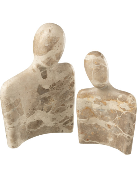 Statuette déco moderne chic Couple câlin Hauteur 26 cm en Marbre Beige Calysso - 4