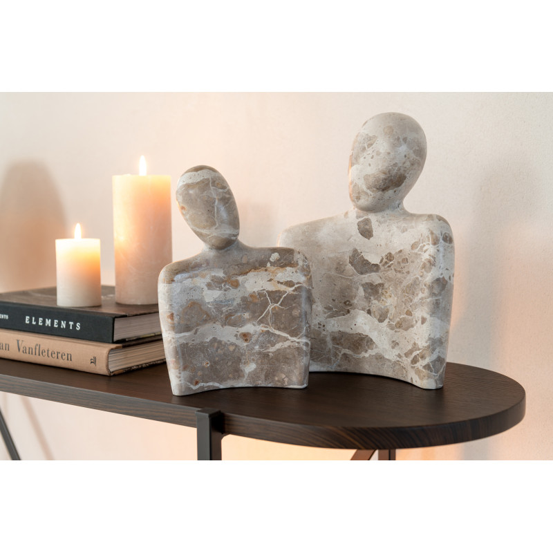 Statuette déco moderne chic Couple câlin Hauteur 26 cm en Marbre Beige Calysso - 5