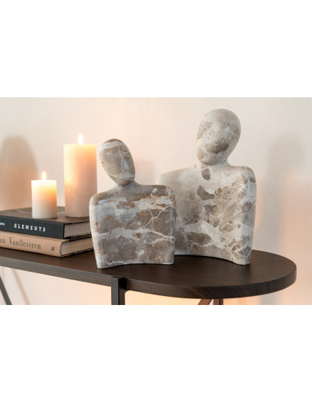 Statuette déco moderne chic Couple câlin Hauteur 26 cm en Marbre Beige Calysso - 5