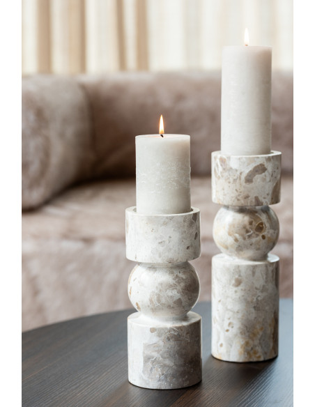 Chandelier moderne chic Hauteur 23 cm en Marbre Beige Calysso - 2