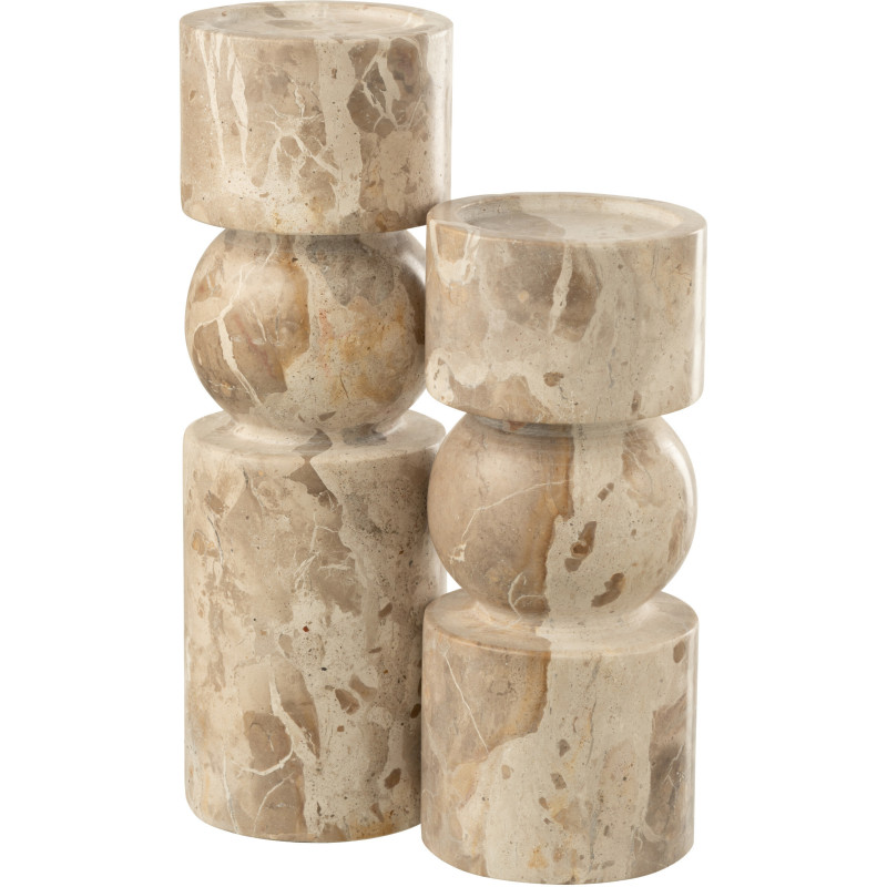 Grand Chandelier moderne chic Hauteur 30 cm en Marbre Beige Calysso J-Line - 3