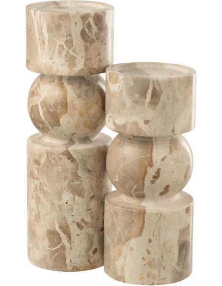 Grand Chandelier moderne chic Hauteur 30 cm en Marbre Beige Calysso J-Line - 3