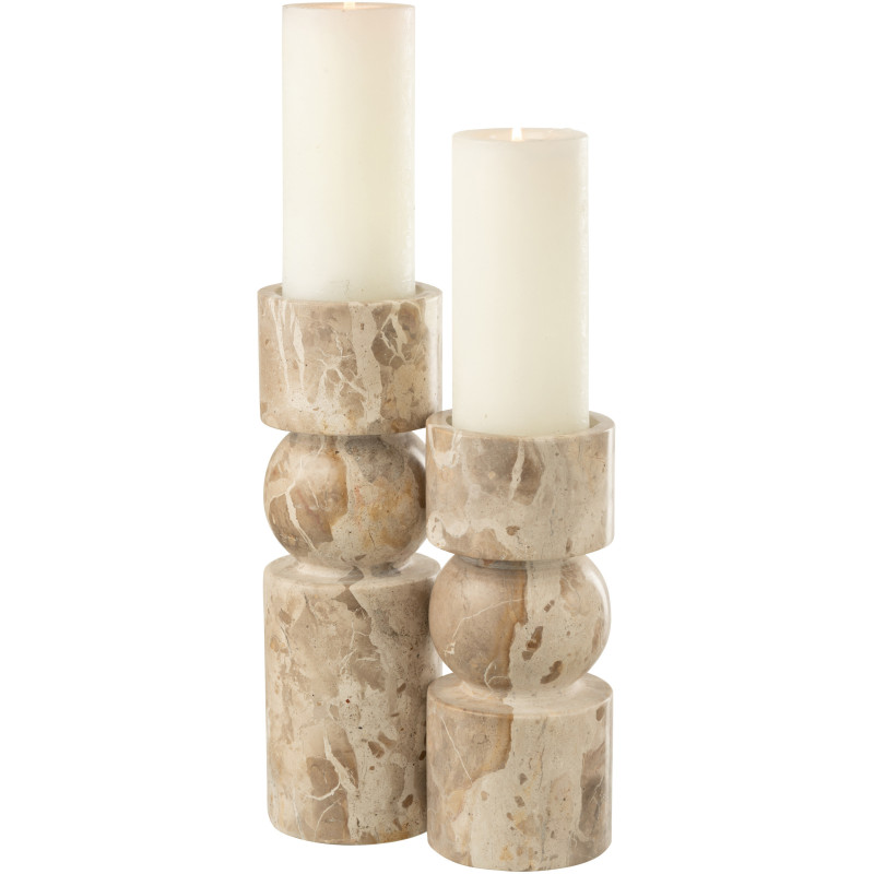 Grand Chandelier moderne chic Hauteur 30 cm en Marbre Beige Calysso J-Line - 4