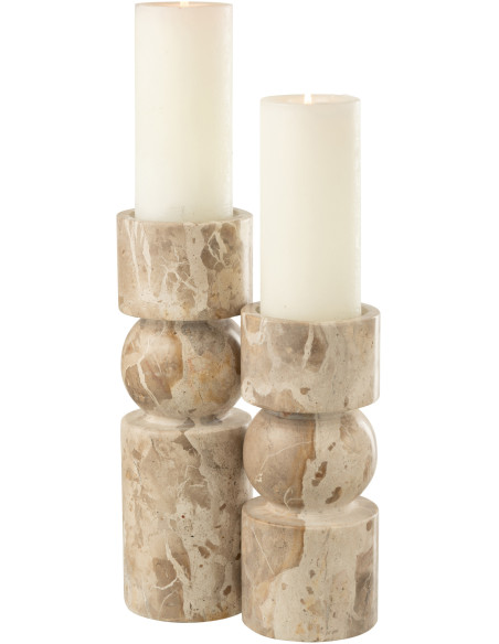 Grand Chandelier moderne chic Hauteur 30 cm en Marbre Beige Calysso J-Line - 4