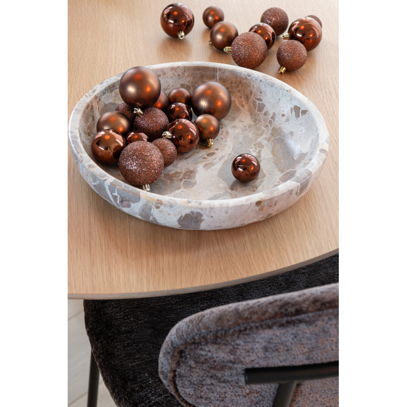 Grand Plat de cuisine moderne chic Rond Diamètre 35 cm en Marbre Beige Calysso - 2