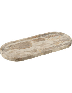 Grand Plateau de cuisine moderne chic Ovale 40 cm en Marbre Beige Calysso - 1