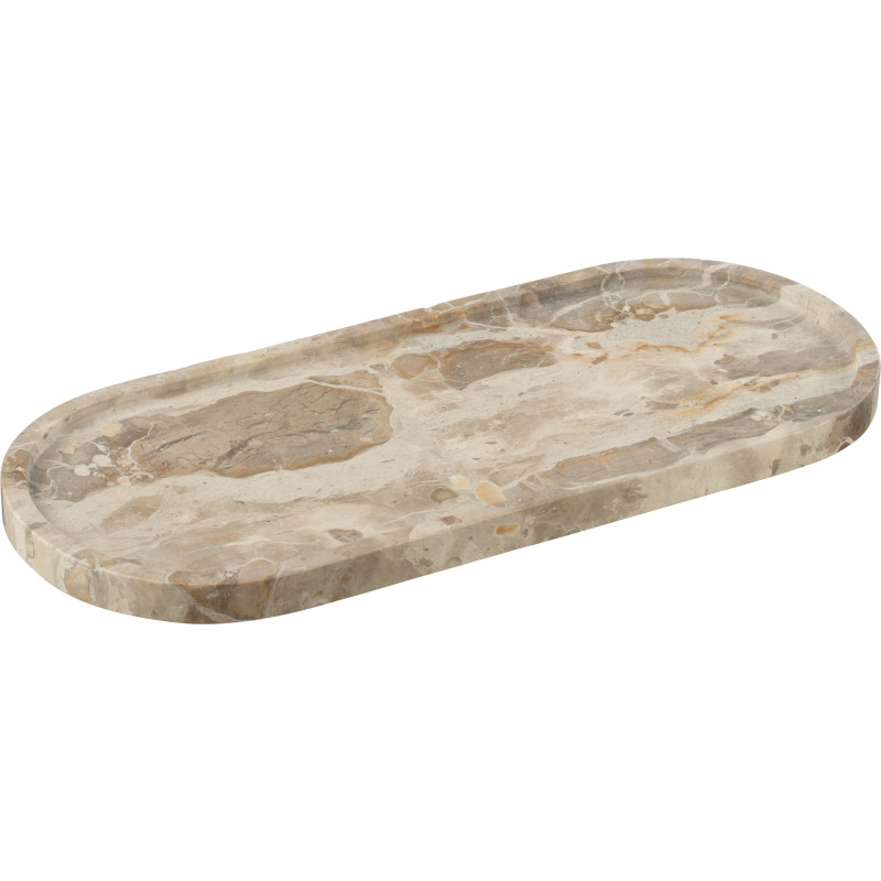 Grand Plateau de cuisine moderne chic Ovale 40 cm en Marbre Beige Calysso - 1