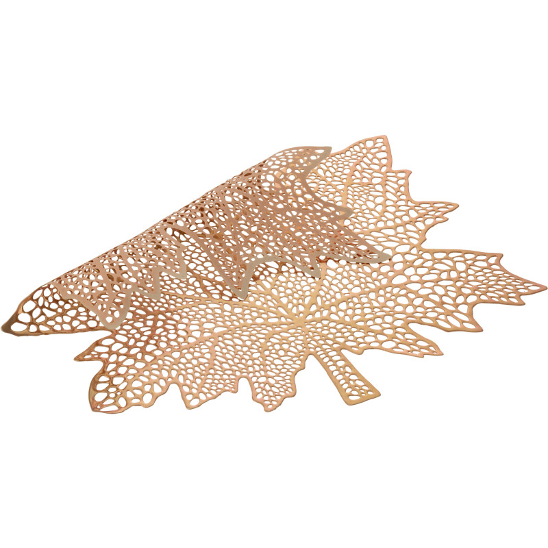 Grand Set de table Feuille 43 cm en Plastique Rose clair Leavou - 2