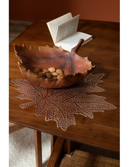 Grand Set de table Feuille 43 cm en Plastique Marron Leavou - 2