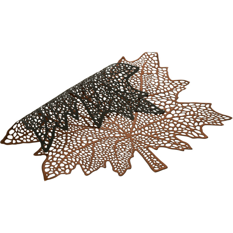 Grand Set de table Feuille 43 cm en Plastique Marron Leavou - 3
