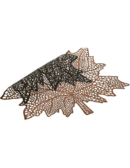 Grand Set de table Feuille 43 cm en Plastique Marron Leavou - 3