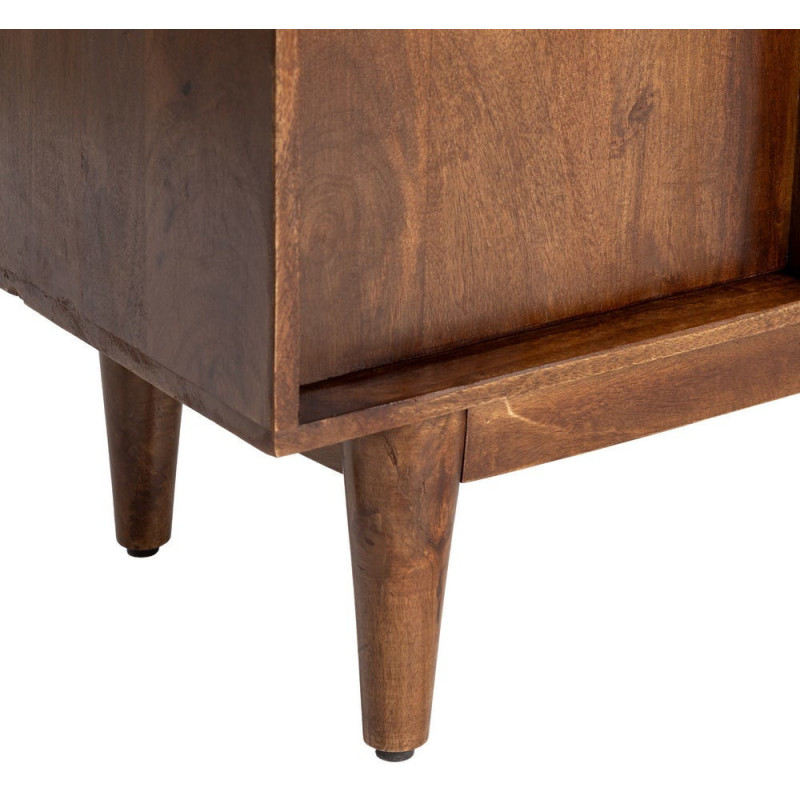 Grand Buffet mid-century moderne Bas 2 portes 3 tiroirs en Bois de manguier Marron Garrel - 3