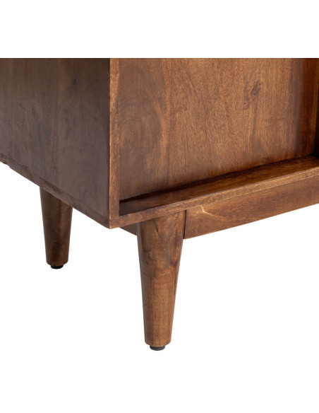 Grand Buffet mid-century moderne Bas 2 portes 3 tiroirs en Bois de manguier Marron Garrel - 3