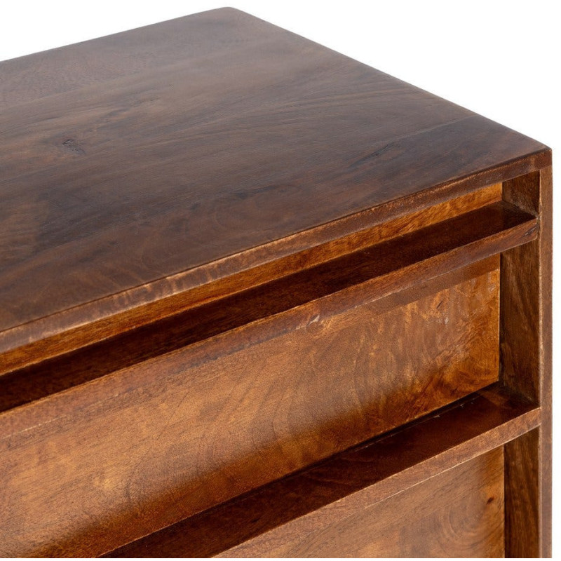 Grand Buffet mid-century moderne Bas 2 portes 3 tiroirs en Bois de manguier Marron Garrel - 4