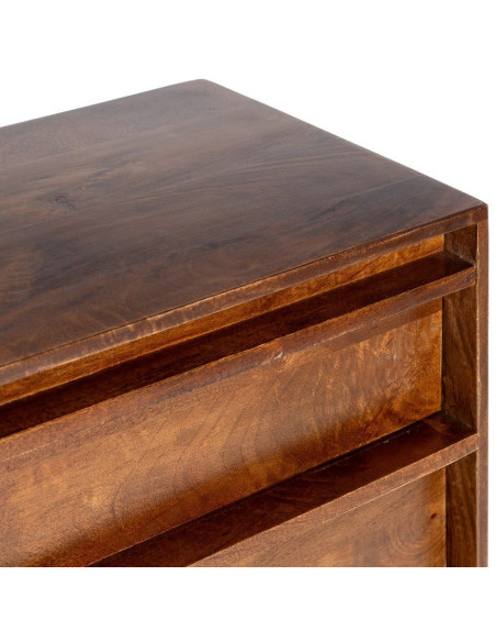 Grand Buffet mid-century moderne Bas 2 portes 3 tiroirs en Bois de manguier Marron Garrel - 4