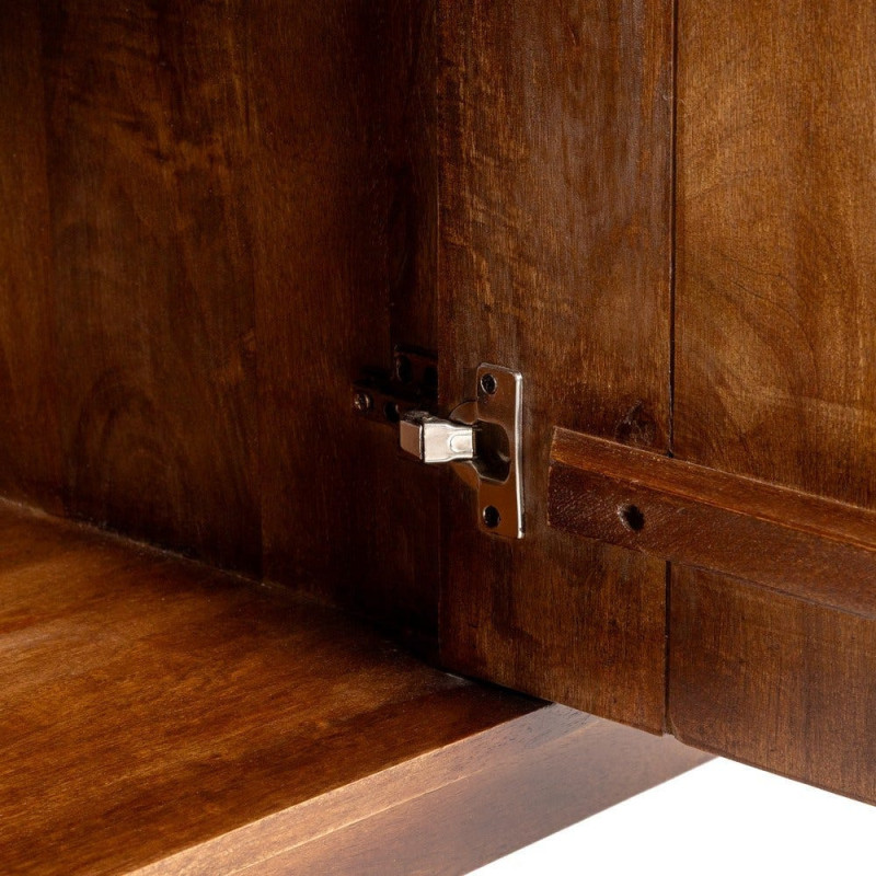 Grand Buffet mid-century moderne Bas 2 portes 3 tiroirs en Bois de manguier Marron Garrel - 5