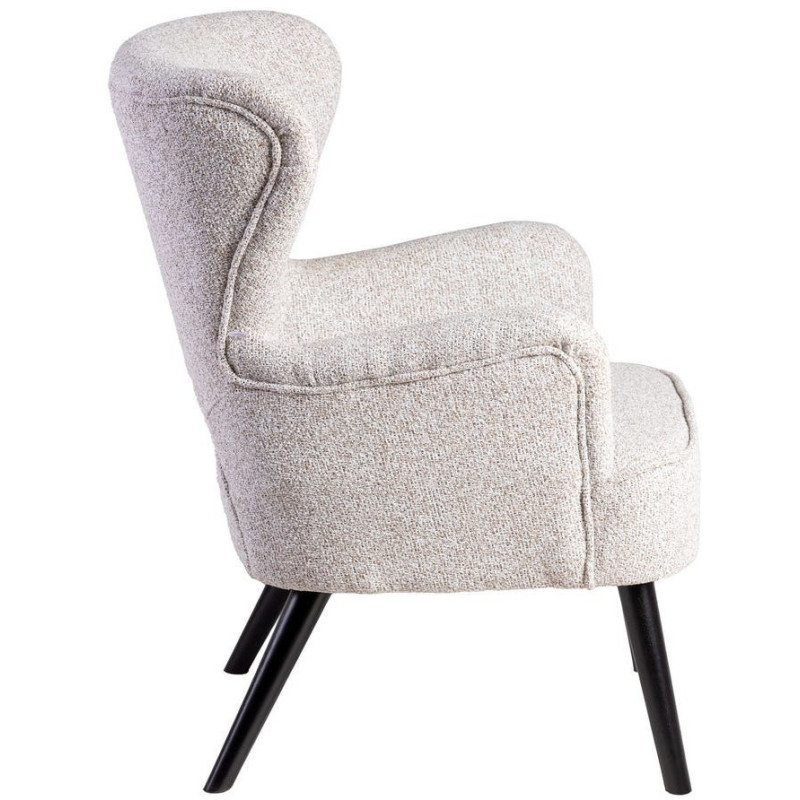 Fauteuil scandinave chic en Tissu Écru Chiné Bois d'hévéa Noir Trasp - 3