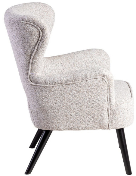 Fauteuil scandinave chic en Tissu Écru Chiné Bois d'hévéa Noir Trasp - 3
