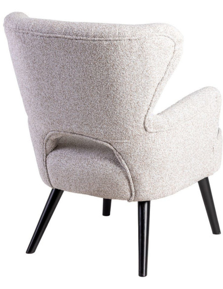 Fauteuil scandinave chic en Tissu Écru Chiné Bois d'hévéa Noir Trasp - 4