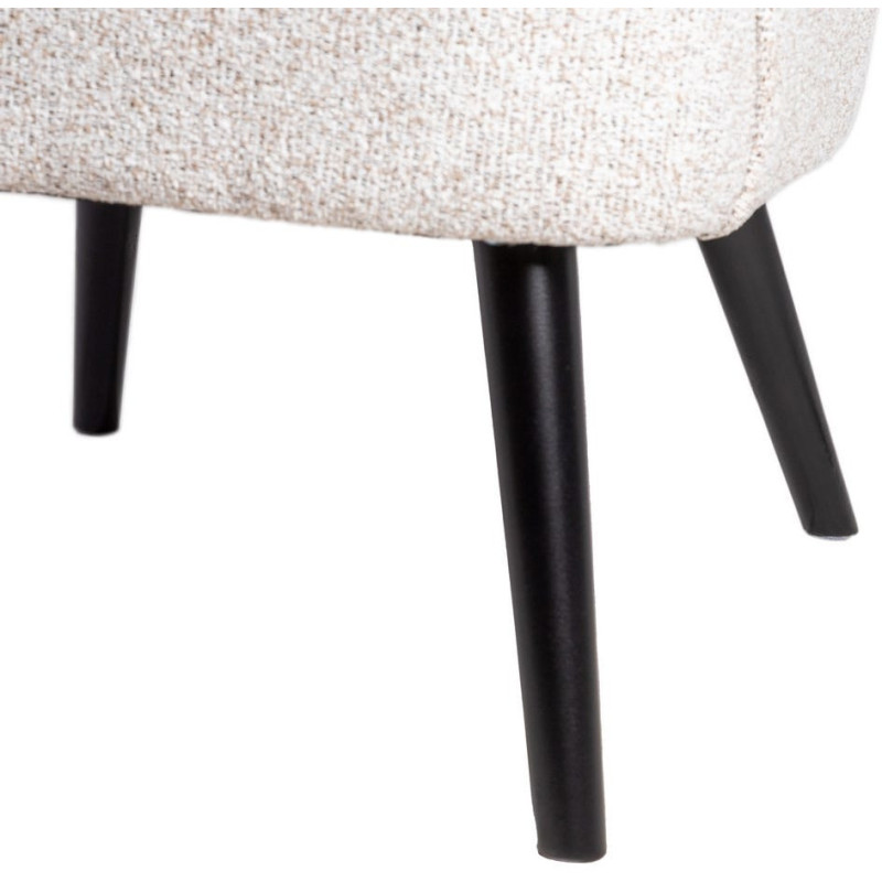 Fauteuil scandinave chic en Tissu Écru Chiné Bois d'hévéa Noir Trasp - 6